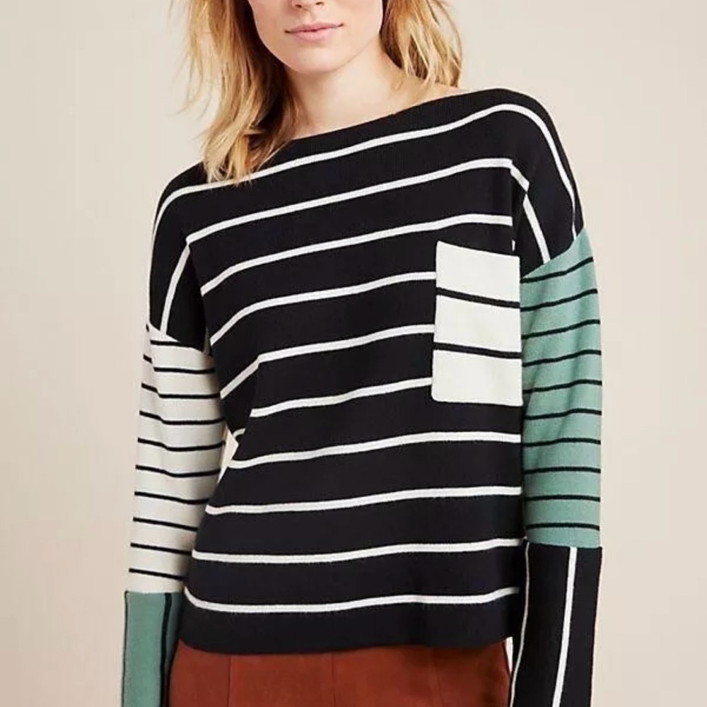 Anthropologie Striped Colorblock Sweater